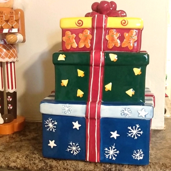 Vintage Cookie Jar Christmas Presents Stacked Boxes - Picture 4 of 8